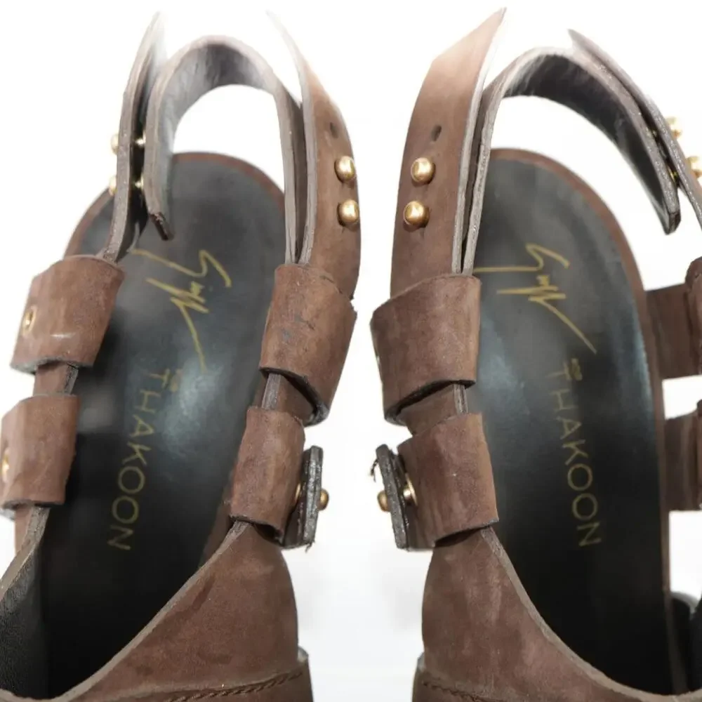 Giuseppe Zanotti Womens Thakoon Pumps Size 39.5 9.5 Brown Leather Slingback Heel
